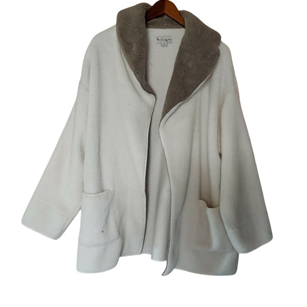 Koolaburra By UGG Jacket Womens XL White Sherpa Fleece Open Front Pockets Warm